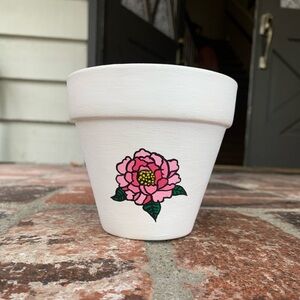 Peony hand painted garden pot